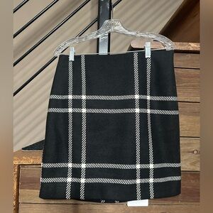 WHBM black and white wool plaid miniskirt